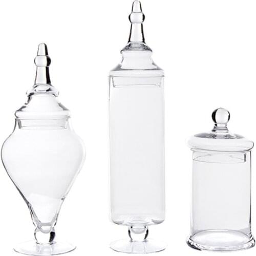 Transparent glass candy jar European lead-free glass storage tank food storage jar wedding dessert decoration storage bottle