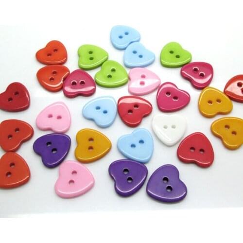 50Pcs Mixed Heart Resin Sewing Buttons For Cloth Flatback Cabochon Scrapbooking Crafts Knopf Bouton Decor Diy Accessories
