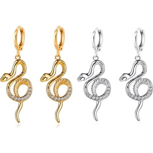Luxury Diamond Snake Dangle Earrings Personalized Classic Elegant Style Earrings For Women Girls Fashion Jewelry Gifts