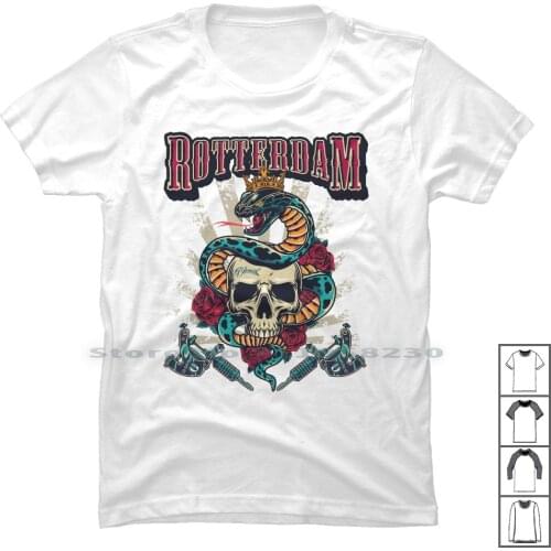 Rotterdam Skull , T Shirt 100% Cotton Skull Skill Otter Fast One Ill Ast St Am Ak