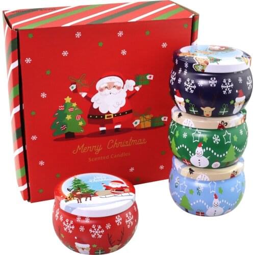 Christmas Candle YOGA Scented Christmas Candles Floral Tin Can Fragrance Handmade Scented Candles Nature Soy Wax Candle Parfumee
