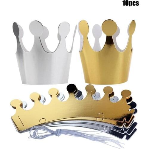 10Pcs Kids Adult Happy Birthday Paper Hats Cap Prince Princess Crown Party Decoration for boy girl