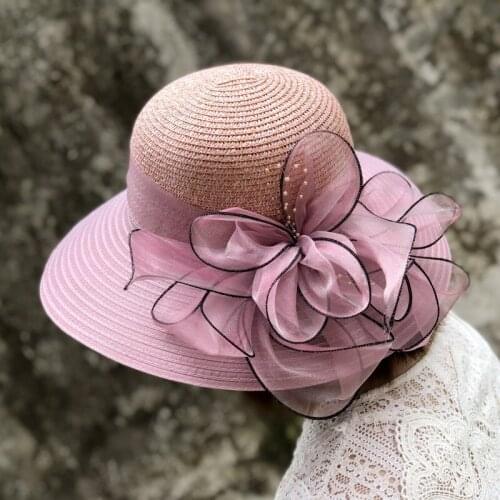 Women Summer Hat Leisure Beach Ladies Sun Hat Wide Brim Hat Silk Flower Bucket Hat Casual Cap