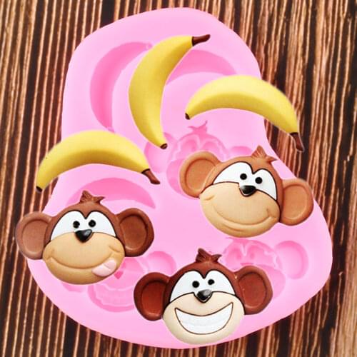 1 PC Animal Monkey Banana Silicone Mold Cake Decorating Fondant Mold Cookies Fondant Cake Mousse Decorating Mold