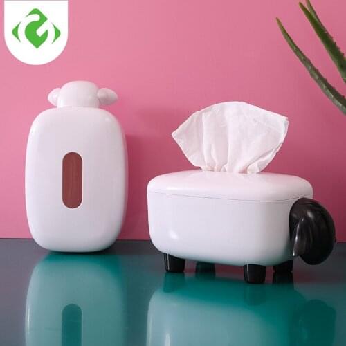 Cute Sheep Tissue Box with Cover Paper Towel Box Household Napkin Holder Box Home Kitchen Boxes Organizer Accessories GUANYAO