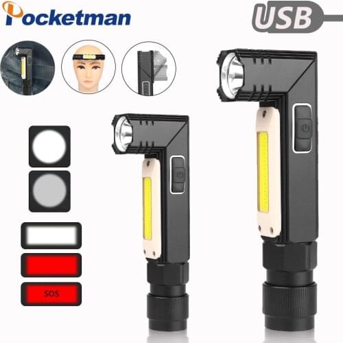 4000LM LED Flashlight Ultra Bright Waterproof COB Light USB Rechargeable torch tail magnet Work Light 90 Degrees Rotate