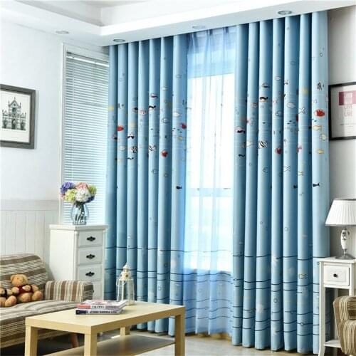 Cartoon Fish Pattern Blackout Curtains For Children Living Room Bedroom Cute Kids Window Treatments for Boys 2JL352A