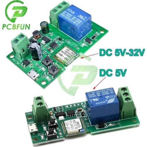 DC 5V 12V 24V Smart WiFi Relay Module Switch Relay Timer Wireless Remote Control Inching/Self-Locking for eWeLink App Control