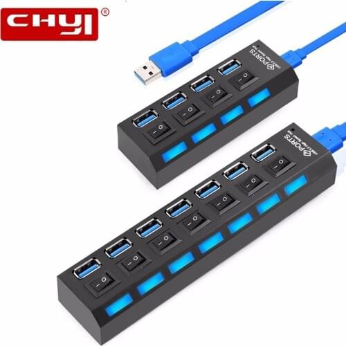 CHYI USB Hub 3.0 Multi USB 3.0 Hub Splitter High Speed 4/7 Ports Multiple Expander Hub Combo All In One For Computer Accessories