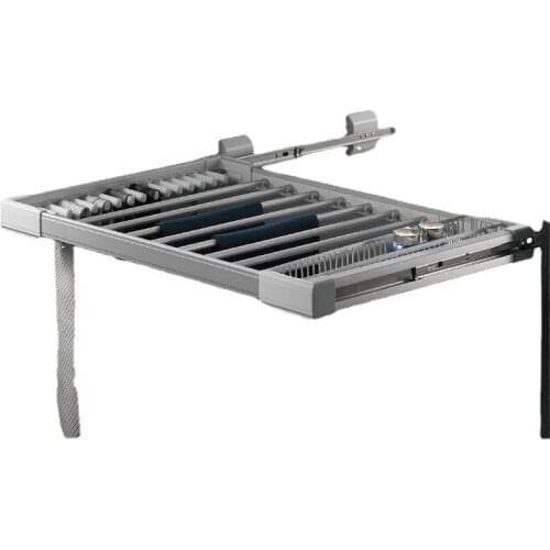 High Quality Wardrobe Accessories Pull Out Metal Plastic Trousers Pants Hanger Rack With Tie Rack Storage