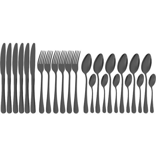 High-end Cutlery Tableware 24pcs Gold Tableware Cutlery Dinner Set Covered Golden Stainless Steel Knife and Fork Dessert Spoon