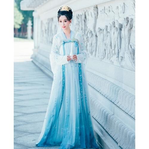 XinHuaEase Hanfu Womens Dresses Ancient Costume Folk Oriental Style Dance Clothing Girl Cosplay Fairy Traditional Chinese Tang