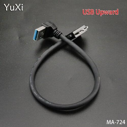 YuXi 1pcs 26cm USB3.0A Male To Micro 3.0 Male Data Charging Cable Up, down, left, right For Hard Disk Mobile Phone Laptop Cable