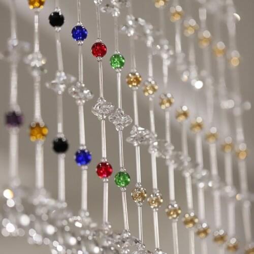 5 Strips 100cm Crystal Bead CurtainsHome Decor Crystal Bead Curtain Door Curtain Partition Indoor Living Room Bedroom Decoration