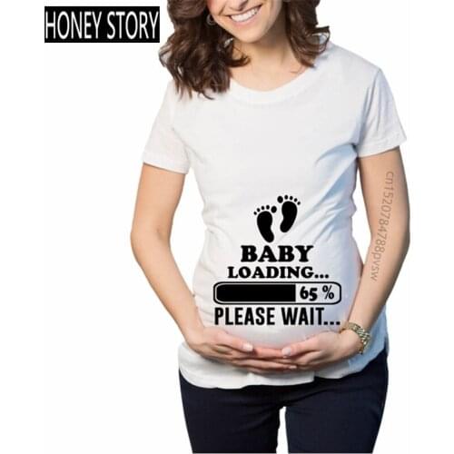 Mom Maternity Short Sleeve Pregnancy Announcement Tops Tee Baby Girl Loading Women Pregnant Printed T Shirt Funny Clothes
