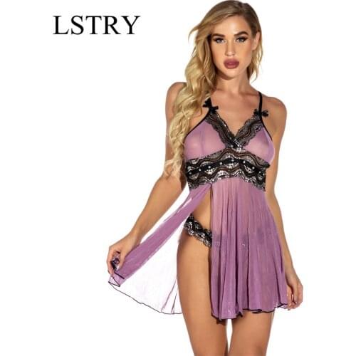Hot Porn Sexy Lingerie Women Hot Erotic Lace Hollow-out Sleepwear Sexy Mujer Sexi Sex Dress Underwear Sex Costumes Plus Size 6XL