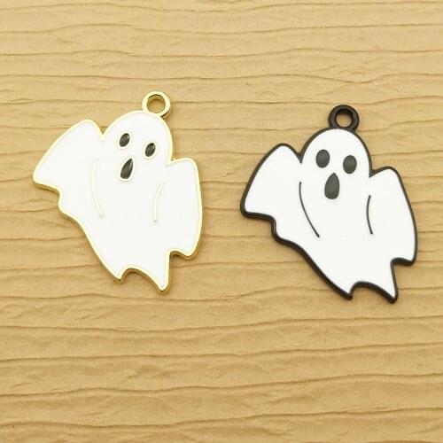 10pcs 22x26mm enamel skull ghost charm for jewelry making and crafting fashion earring pendant cute necklace bracelet charms