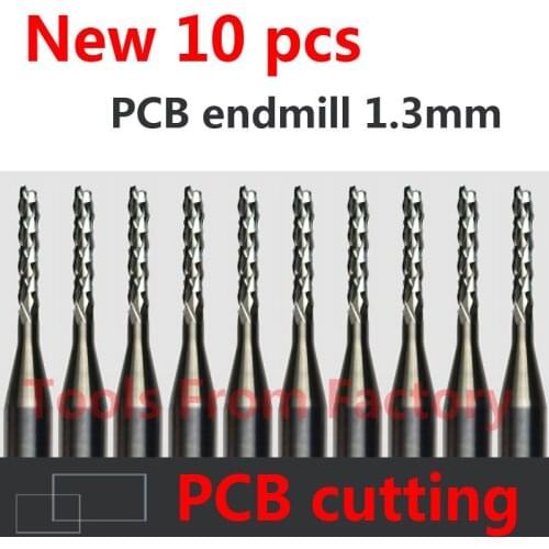 10pcs Carbide PCB CNC Engraving Bits End Milling Cutter cutting drill hole endmill 1.3mm Diameter # ST3.1.308