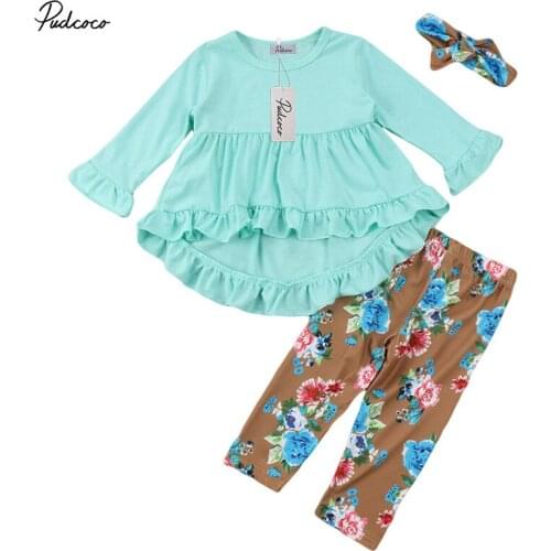 2019 Baby Summer Clothing 2-6Y Infant Kids Baby Girls Clothes Sets Flare Sleeve Floral Tops Pants Leggings Outfits Set Clothes
