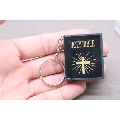 3, Christian English Small Bible Holy Book Key Chain Christian Jesus Keychain Gift Prayer Key Ring