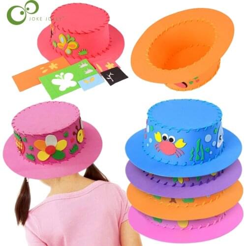 3Pcs Hand-made 3D EVA Hat Children DIY Handmade Hat 3D EVA Handmade Craft Gifts Kits DIY Hat Craft Toys for Kids GYH