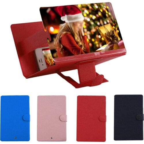 3D Phone Screen Magnifier Tablet Holder Stereoscopic Amplifying Desktop Foldable Leather Bracket Mobile Phone Holder