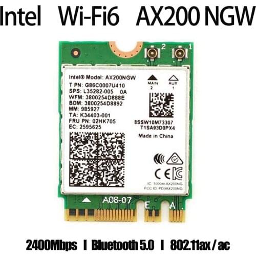 Wireless 2400Mbps WiFi 6 Intel AX200 802.11ax/ac dual band 2.4Ghz/5Ghz M.2 Bluetooth 5.1Wifi network card notebook adapter