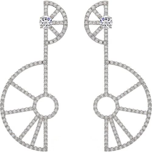 Large Geometric Zircon Stones Wedding Bride Stud Earrings High Jewelry Earrings Fashion Girls