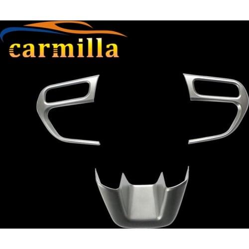 Carmilla 3 Pcs/Set Chrome Steering Wheel Decorative Cover Trim Sticker for Jeep Compass 2017 2018 Renegade 2015 2016 2017