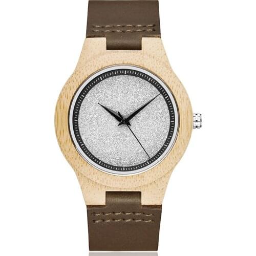 Colorful Silver Glitter Wood Watch Quartz Men Watch 2020 Top Brand Wooden Watch Men Exquisite Male Clock Leather Band Wristwatch