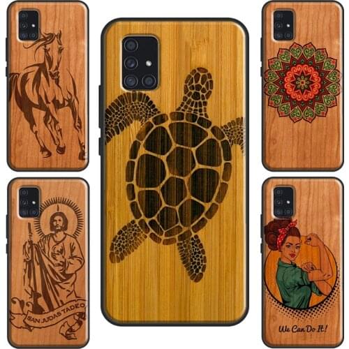 Horse Turtle Butterfly Wood Case For Samsung A71 A51 A41 A31 A11 A02 S A10 A20 A40 A50 A70 A21S A20e A12 A32 A52 A72