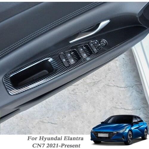 For Hyundai Elantra CN7 2021-Present Car Styling Internal Door Window Lift Switch Sequin Stickers Interior Frame Auto Accessory
