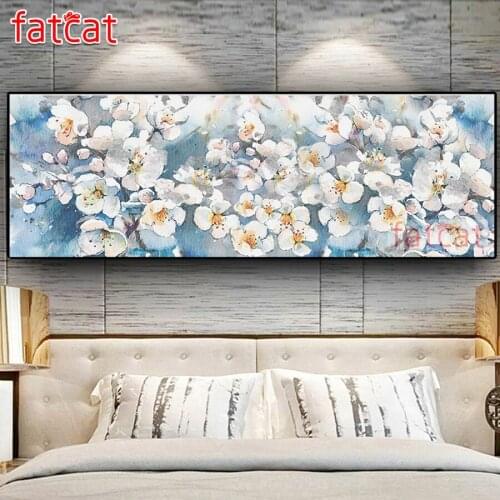 FATCAT Abstract White Poppy Flowers large 5D Diy Daimond Painting Full Square Round Drill Rhinestone Embroidery Sale AE1804