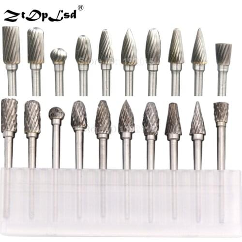 10Pcs/Lot 2.35mm 3mm Shank Tungsten Carbide Milling Cutter Burr Double Diamond Cut For Electric Grinding Rotary Tools Com