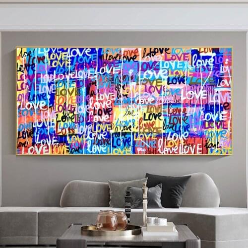 Canvas Painting Family I Love You Graffiti Wall Paintings Poster Color Abstract Art Picture Decora Prints Couples Bedroom Decor