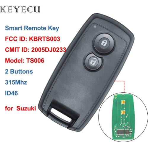 Keyecu TS006 Smart Remote Key 2 Buttons 315Mhz ID46 for Suzuki SX4, Grand Vitara, Swift, FCC: KBRTS003, CMIT ID: 2005DJ0233