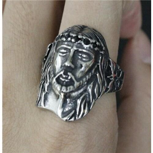 Size 7-13 Classical Father Jesus Ring 316L Stainless Steel Jewelry Cool Men Polishing Fashion Pray For God Blessing Jesus Ring