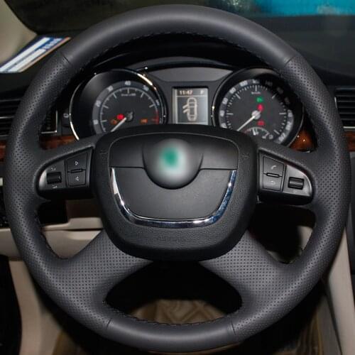 Leather Steering Wheel Cover for Skoda Octavia Octavia a5 a 5 Superb 2012-2013 Automotive interior car accessories