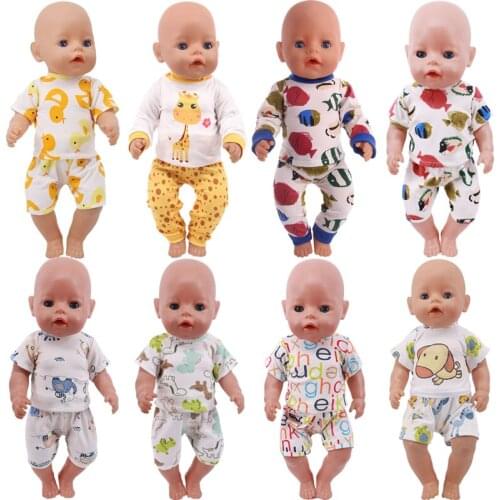 Doll Clothes 2 Pcs/Set Pajamas For 18 Inch American&43CM Reborn Baby New Born Logan Boy Doll Action Figure Toy