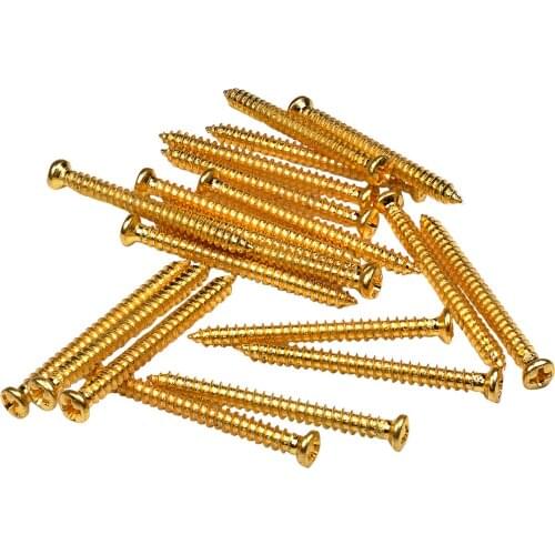 Musiclily Basic 2.8x32mm Metal Metric Thread P90 Style Pickup Mounting Screws, Gold (Set of 20)