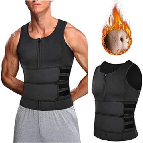 Mens Sports Body Shaping Waist Trainer Abdominal Vest Slimming Weight Loss Shirt Fat Burning Fitness Exercise Shapewear