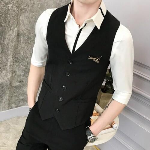 Large size mens vests, nightclub work vests, sleeveless, tight evening dresses, double button vests, wedding dresses