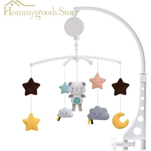 Music Wind Chimes Pendant Baby Rattles Crib Mobiles Toy Bed Bell Musical Box 0-12month Cloud Cotton Carousel For Cots Projection