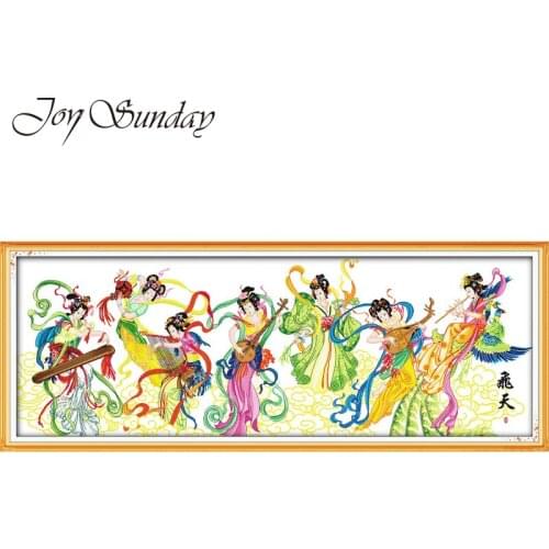 Joy Suanday Embroiderie Cross Stich Kit Counted 11 14CT Colorful fairy Portrait Pattern DMC Needlework Tela Aida Printed Fabric