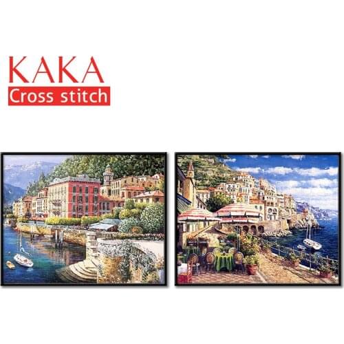 Cross stitch kits,Embroidery needlework sets with printed pattern,11CT-canvas for Home Decor Painting,Landscape Full NCKS037