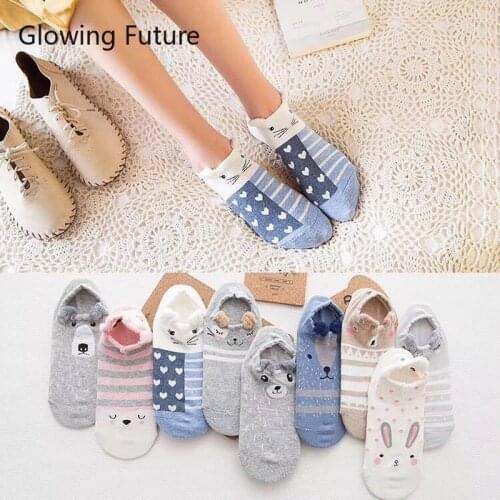 New Harajuku Summer Cartoon Rabbit Sweet Cute Womens Socks Cotton Low Cut Comfortable Sox Breathable Kawaii Female Calcetines