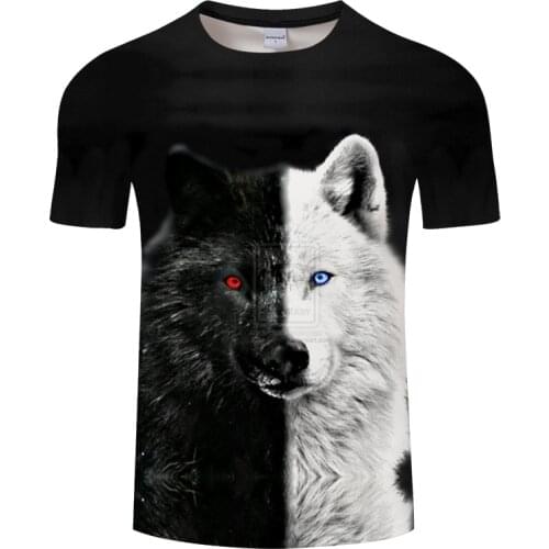 New wolf pattern 2021 T-shirt men 3D printing fashion men and women T-shirt soft texture casual fashion hot mens clothing Tops