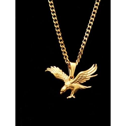 Unisex Hip Hop Men Women Stainless Steel Roc Eagle Pendant Necklace Gift Souvenir Animal Vintage Metal Necklaces For Teens