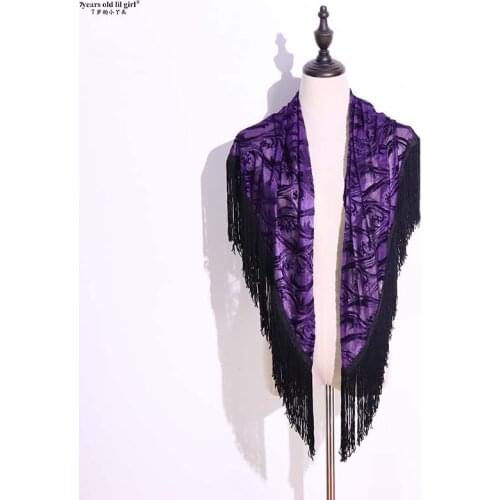 Flamenco ATS Belly Dance Hollow Out 3D Jacquard Perspective True Velvet Shawl Crotch Twiel BK403