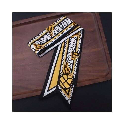 90*5cm New Geometric Galaxian Printing Small Ribbon Tie Bag Handle Silk Scarf Hair Band Neckerchief